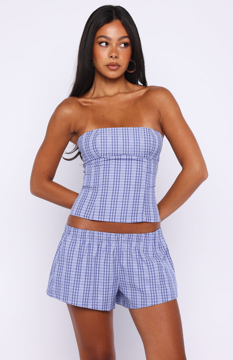 Promise Me This Strapless Bustier Navy Check