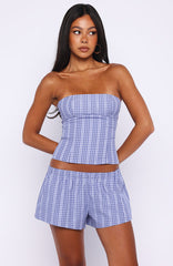 Promise Me This Strapless Bustier Navy Check