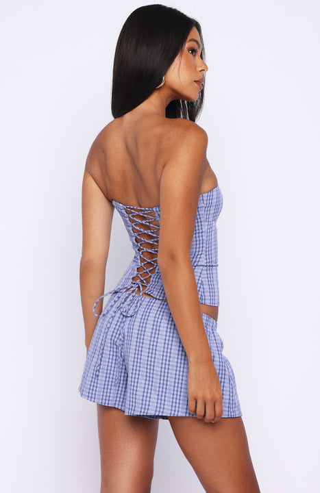 Promise Me This Strapless Bustier Navy Check